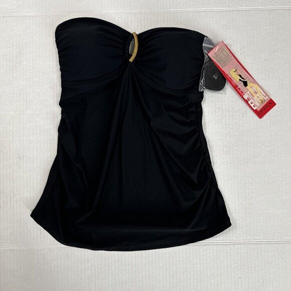 Spanx Women's 6 Convertible Loop Cutout Tankini Swim Top Black New - Picture 4 of 16